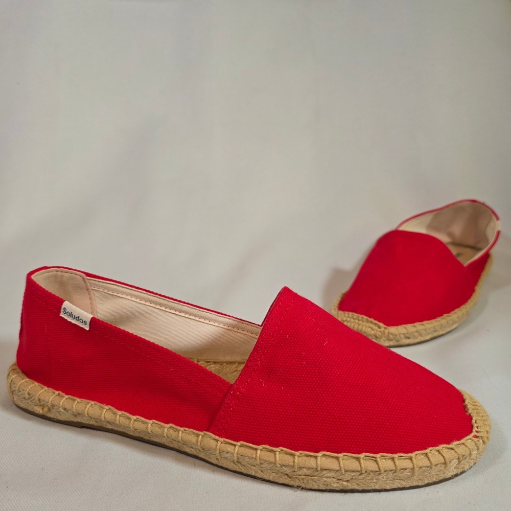 Soludos Dali Espadrille Womens 8.5 EU39 Red Canvas Slip-On Flats Shoes Beach